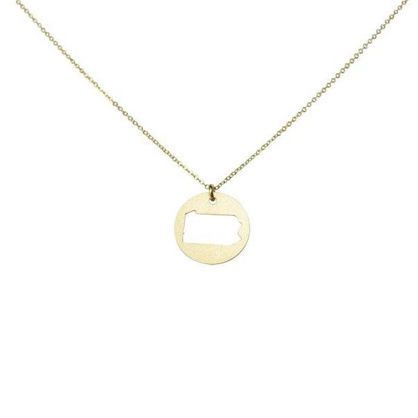 SALE - State Outline Necklace - Necklaces - Gold - Gold / PA - Azil Boutique