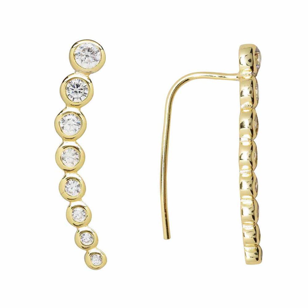 SALE - 24mm Graduated CZ Circles Ear Crawler - Earrings - Gold - Gold / Right - Azil Boutique