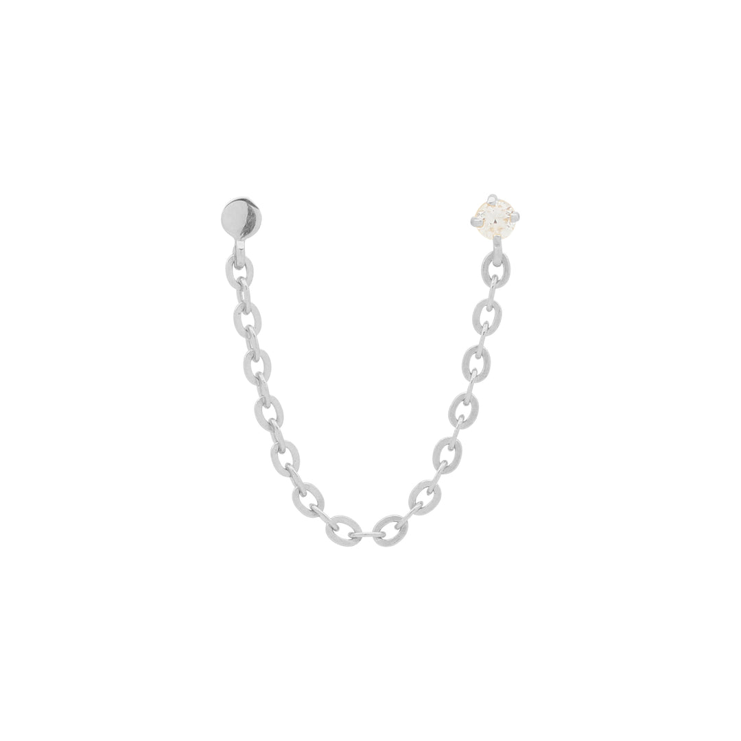 10k Solid Gold CZ Single Chain Stud - Earrings - - - Azil Boutique