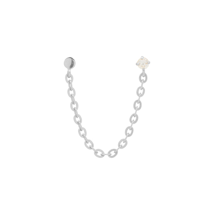 10k Solid Gold CZ Single Chain Stud - Earrings - - - Azil Boutique