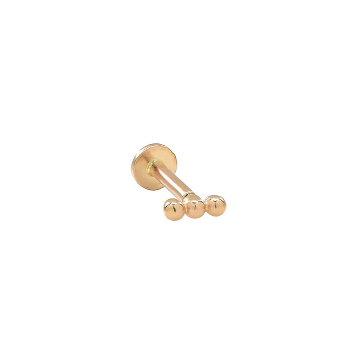 14k Triple Sphere Bar Flat Back Earring - Earrings -  -  - Azil Boutique