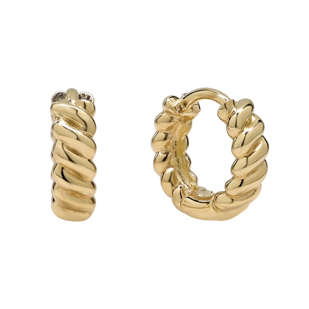 10k Solid Gold Croissant Huggies - Earrings -  -  - Azil Boutique