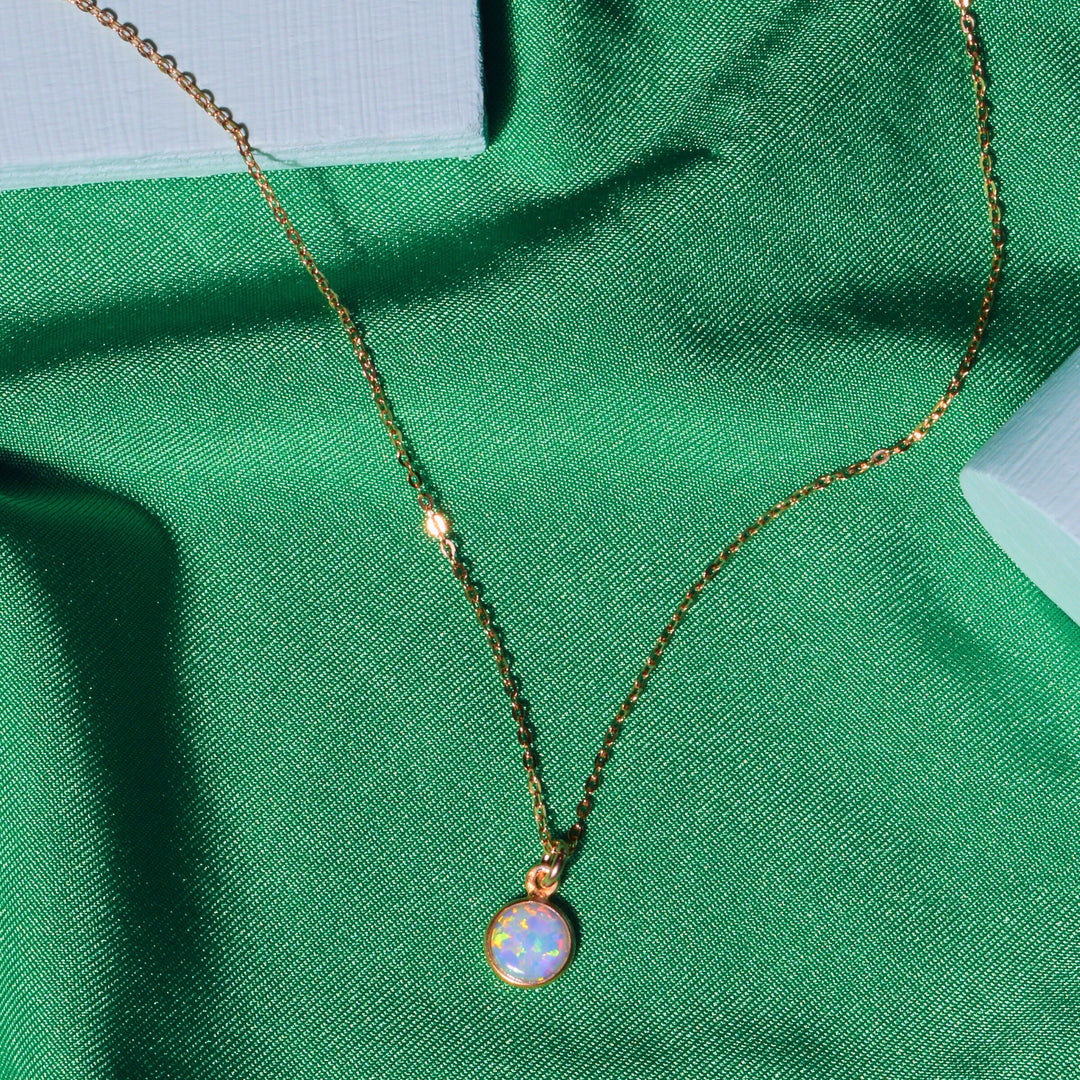Circle Opal Necklace - Necklaces -  -  - Azil Boutique