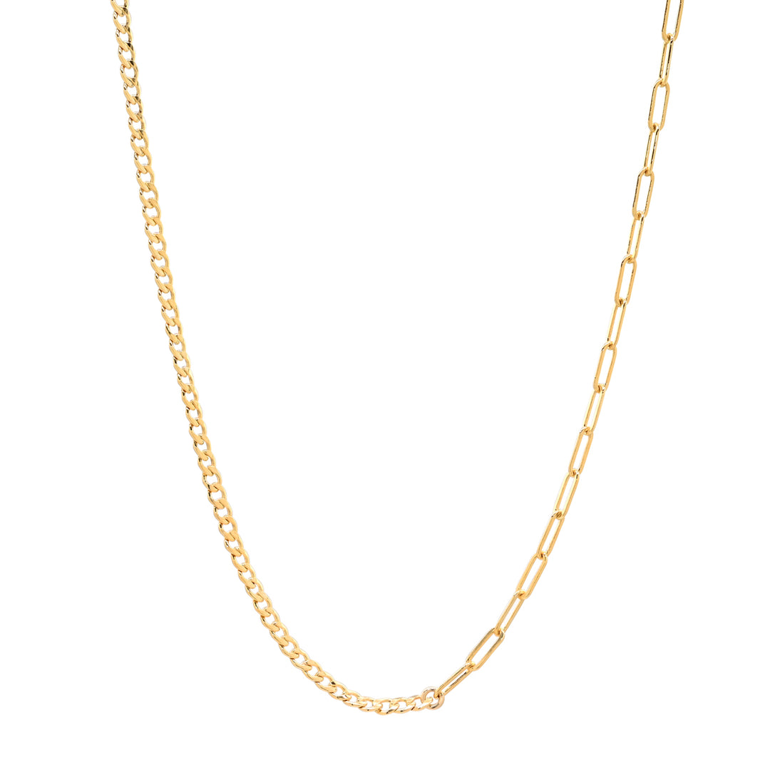 Split Curb & Oval Chain Necklace - Necklaces -  -  - Azil Boutique
