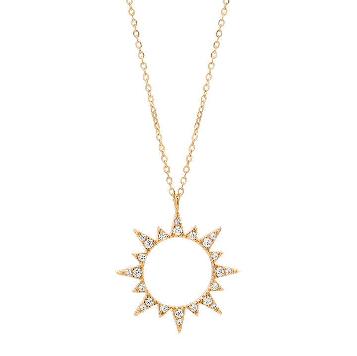 Cutout CZ Sun Necklace - Necklaces -  -  - Azil Boutique