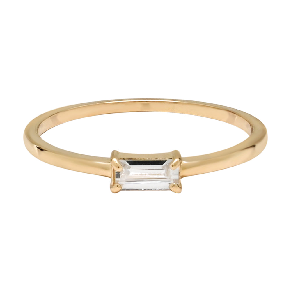 10k Solid Gold Horizontal Baguette Ring - Rings - 5 - 5 - Azil Boutique