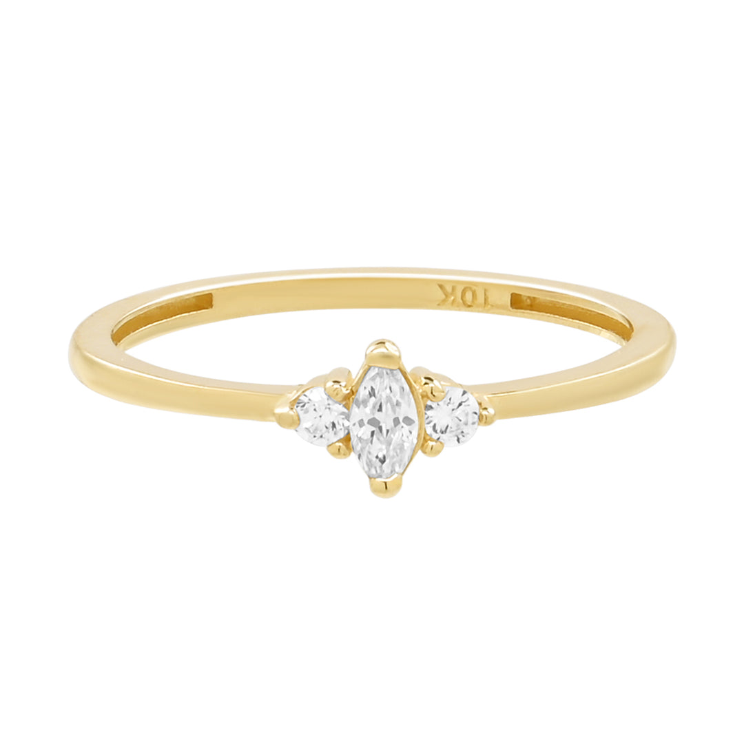 10k Solid Gold Tri-CZ Ring - Rings -  -  - Azil Boutique