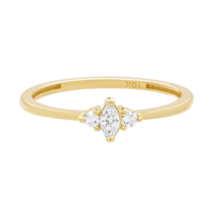 10k Solid Gold Tri-CZ Ring - Rings -  -  - Azil Boutique