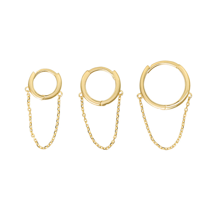 10k Solid Gold Huggie Dangle Chain - Earrings -  -  - Azil Boutique