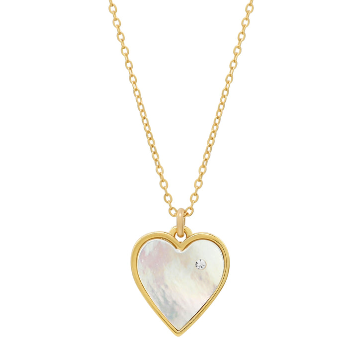 Heart & Tiny CZ Necklace - Necklaces - Mother of Pearl - Mother of Pearl - Azil Boutique