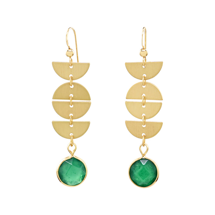 Half Moon Drop Green Onyx Stone Earrings - Earrings -  -  - Azil Boutique