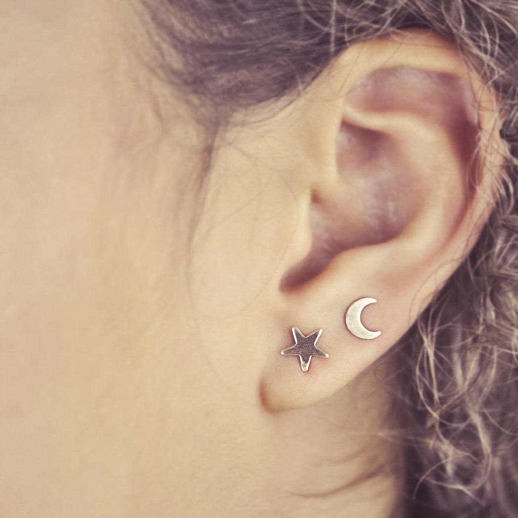 Moon & Star Studs - Earrings -  -  - Azil Boutique