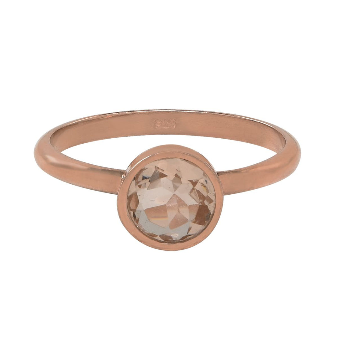SALE - Round Morganite Rose Gold Bezel Ring - Rings -  -  - Azil Boutique