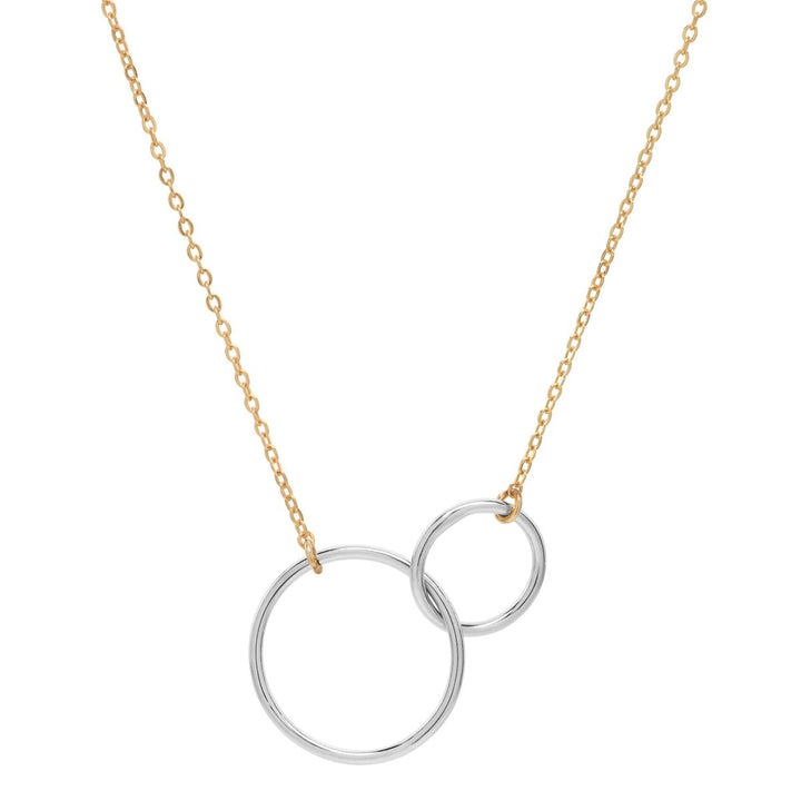 Circle Duo Necklace - Necklaces - Silver Circles / Gold Chain - Silver Circles / Gold Chain / Large - Azil Boutique
