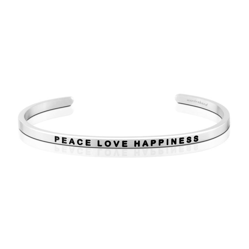 Mantra Bands - Bracelets - Silver - Silver / Peace Love Happiness - Azil Boutique