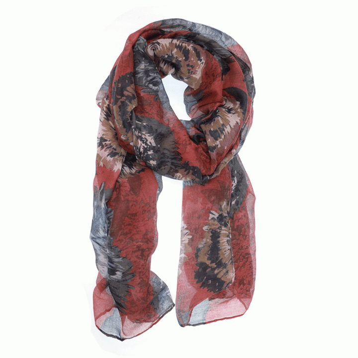 Brushstroke Floral Scarf (More colors) - Scarves - Red - Red - Azil Boutique