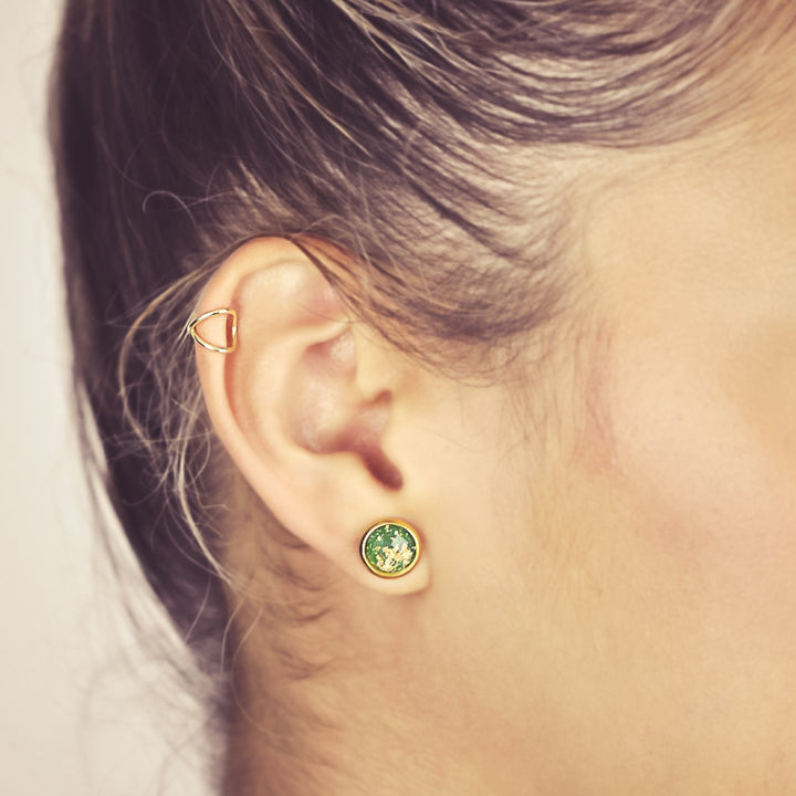 Resin Gold Fleck Brass Studs - Earrings -  -  - Azil Boutique