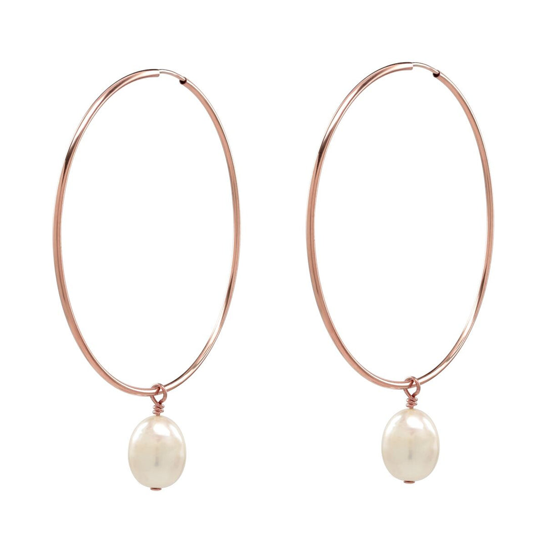 Detachable Pearl Hoop Earrings - Earrings - Rose Gold - Rose Gold / 40mm - Azil Boutique