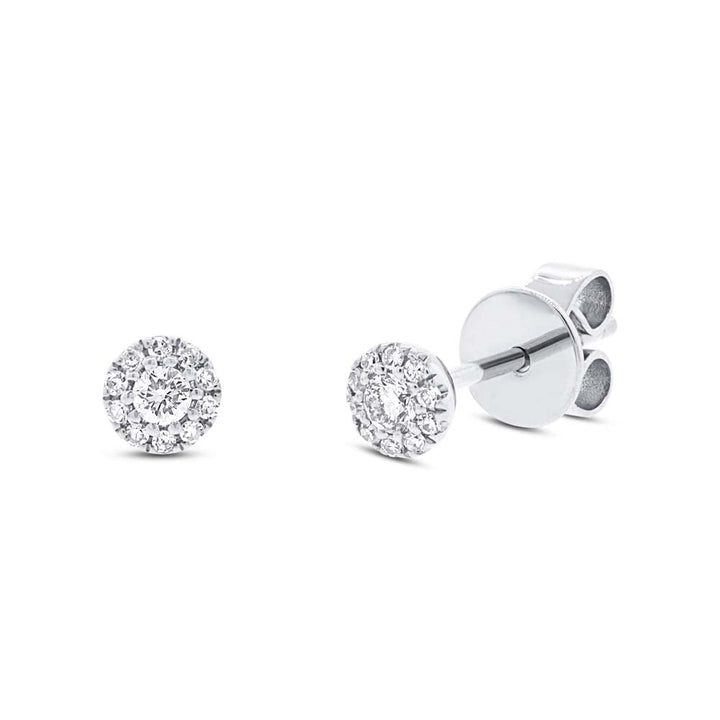 Diamonds Round Pave Stud Earrings - Earrings - White Gold - White Gold / 0.13CT - Azil Boutique