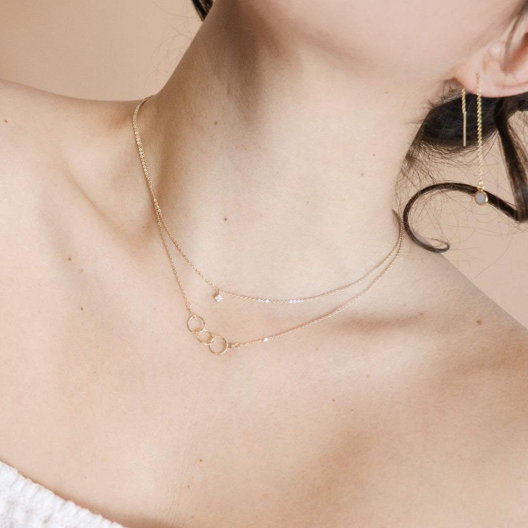 SALE - 2-Tone Tiny Diamond Cut Necklace - Necklaces -  -  - Azil Boutique