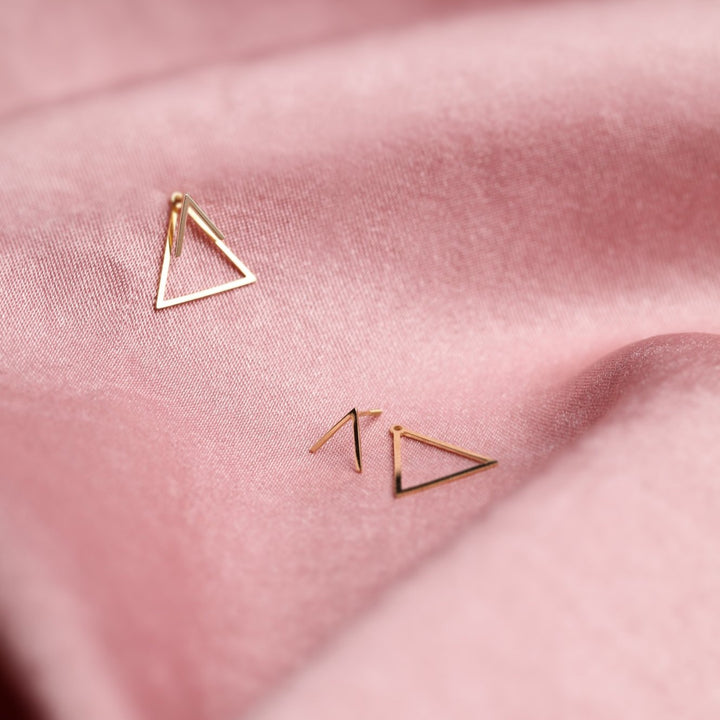 10k Solid Gold Chevron Triangle Ear Jacket Studs - Earrings -  -  - Azil Boutique