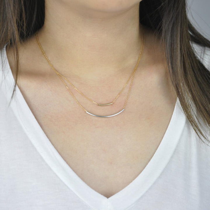 SALE - 2-Tone Curved Tube Necklaces - Necklaces -  -  - Azil Boutique