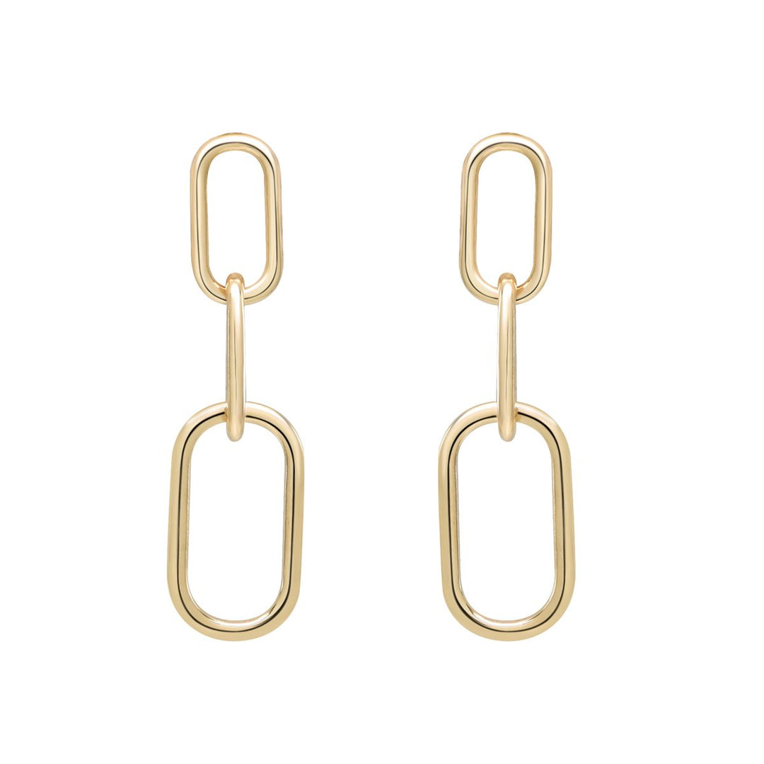 10K Solid Gold Paperclip Drop Studs - Earrings -  -  - Azil Boutique