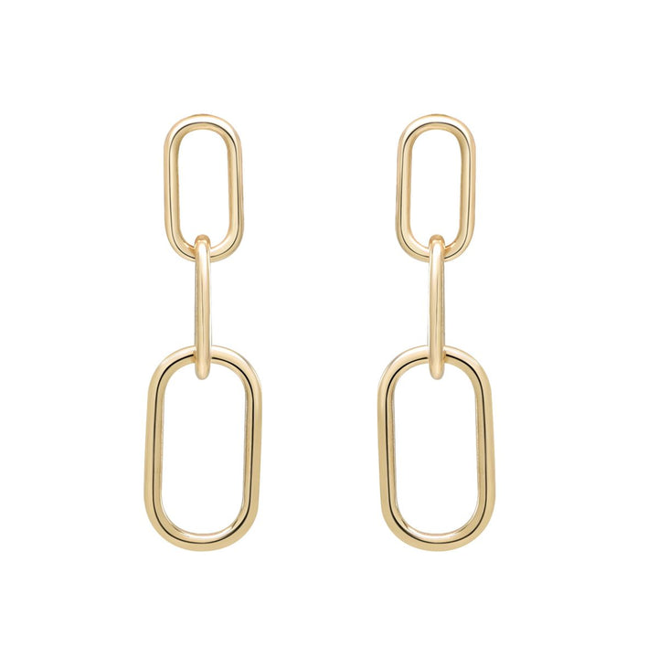 10K Solid Gold Paperclip Drop Studs - Earrings -  -  - Azil Boutique