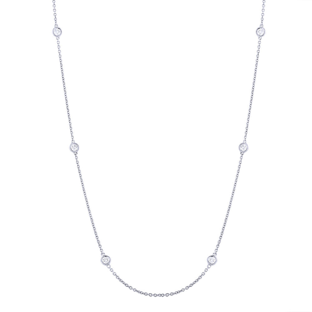 14k Diamond Bezel Chain Necklace - Necklaces - White Gold - White Gold - Azil Boutique