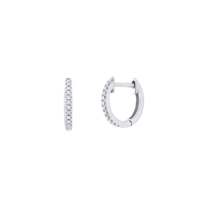 14k Diamond Huggie Hoop Earrings - Earrings - White Gold - White Gold - Azil Boutique