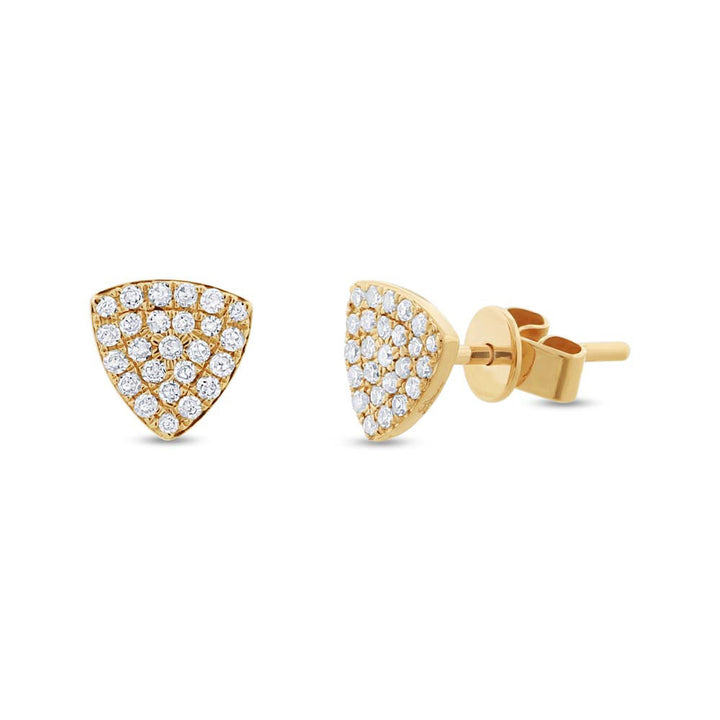 Diamonds Pave Rounded Triangle Stud Earring - Earrings - Yellow gold - Yellow gold - Azil Boutique