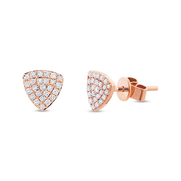 Diamonds Pave Rounded Triangle Stud Earring - Earrings - Rose gold - Rose gold - Azil Boutique
