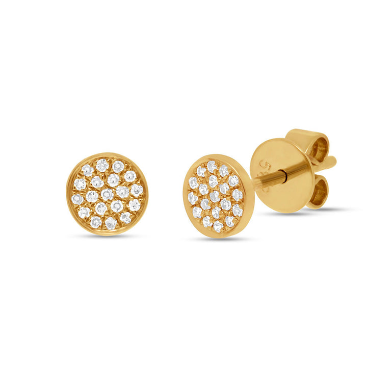 Diamonds Pave Stud Earrings - Earrings - Yellow gold - Yellow gold - Azil Boutique