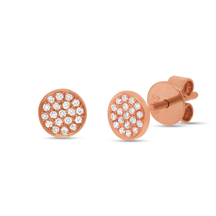Diamonds Pave Stud Earrings - Earrings - Rose gold - Rose gold - Azil Boutique
