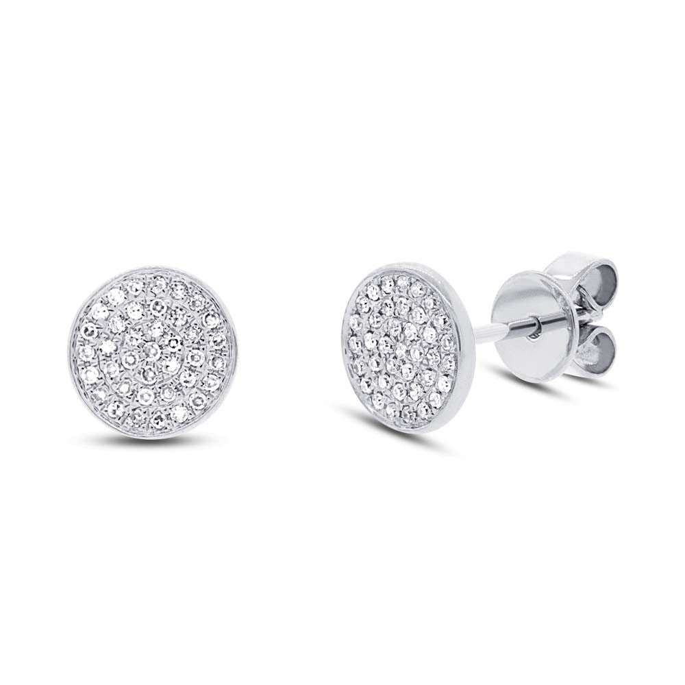 Diamonds Pave Circle Stud Earring - Earrings - White gold - White gold - Azil Boutique