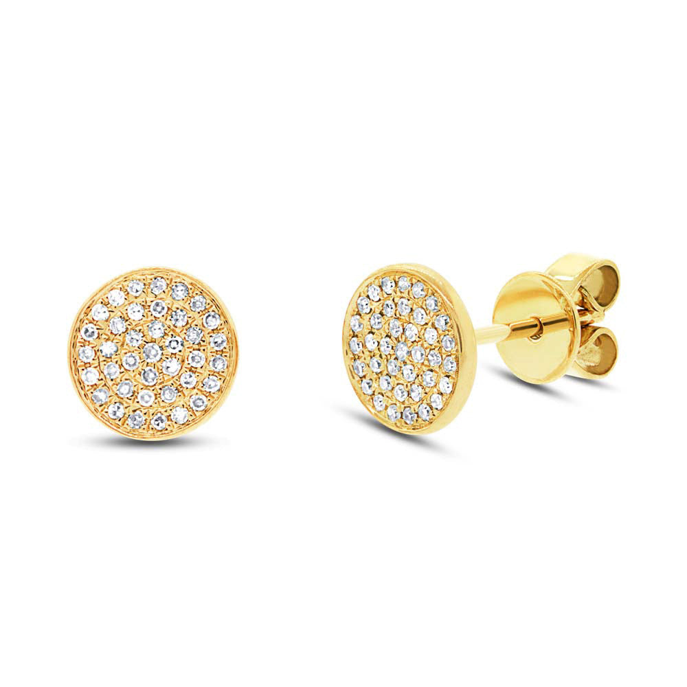 Diamonds Pave Circle Stud Earring - Earrings - Yellow gold - Yellow gold - Azil Boutique