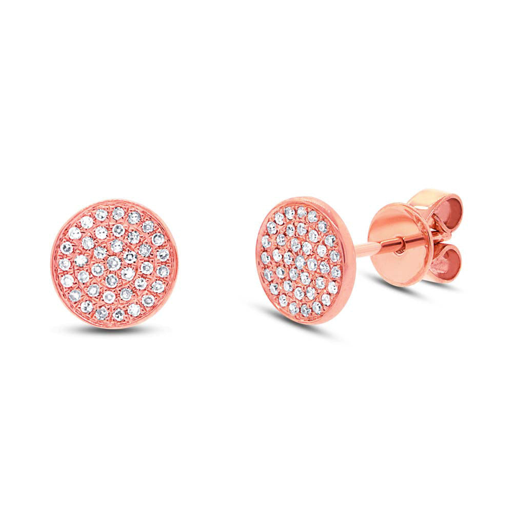 Diamonds Pave Circle Stud Earring - Earrings - Rose gold - Rose gold - Azil Boutique