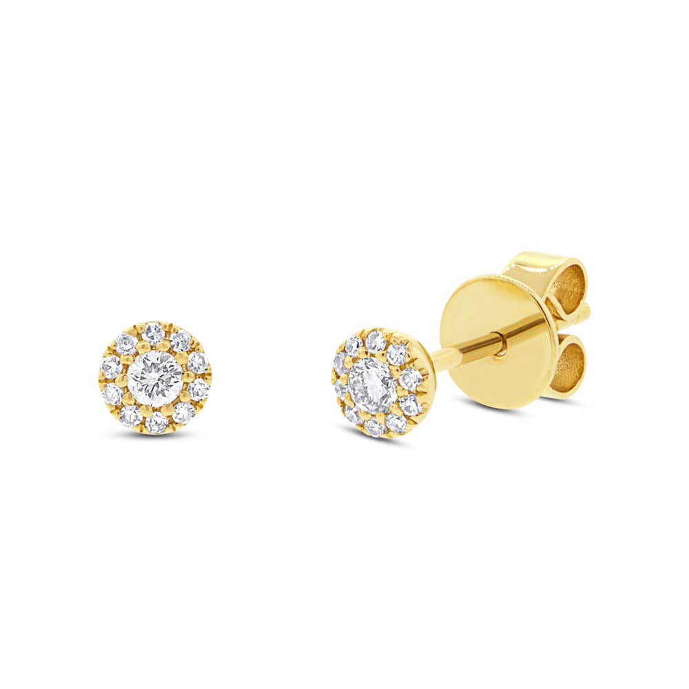 Diamonds Round Pave Stud Earrings - Earrings - Yellow Gold - Yellow Gold / 0.13CT - Azil Boutique