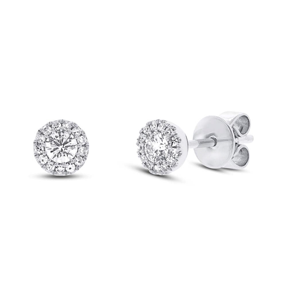 Diamonds Round Pave Stud Earrings - Earrings - White Gold - White Gold / 0.29CT - Azil Boutique