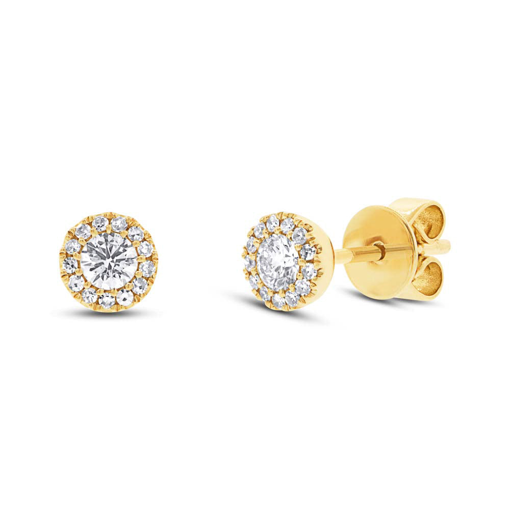 Diamonds Round Pave Stud Earrings - Earrings - Yellow Gold - Yellow Gold / 0.29CT - Azil Boutique