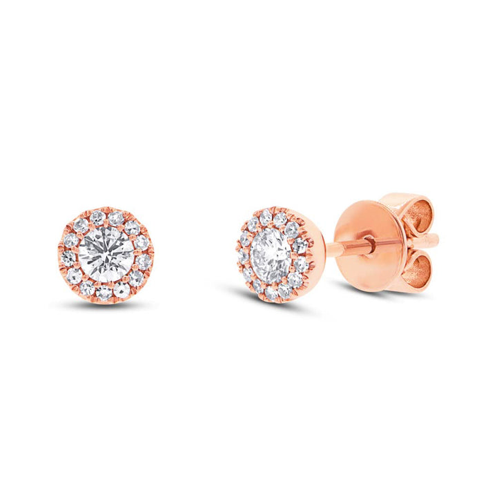 Diamonds Round Pave Stud Earrings - Earrings - Rose Gold - Rose Gold / 0.29CT - Azil Boutique